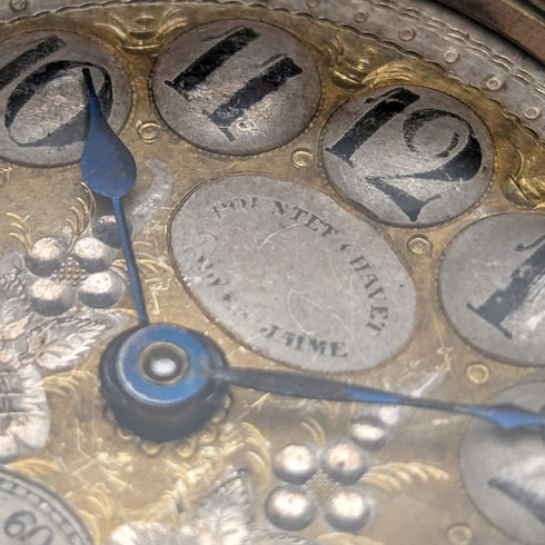 約 1890 年古董 Pountet Chavet 懷錶鍍金和青銅色錶殼狀況良好